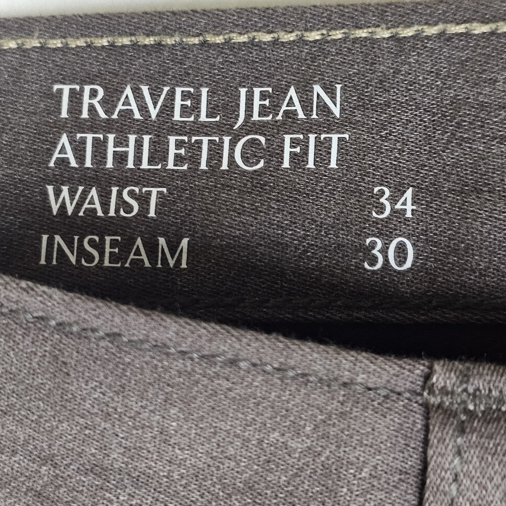 Travel Jean Athletic Fit Mens Pants Size 34x30 Brown Casual Trousers - Picture 3 of 7